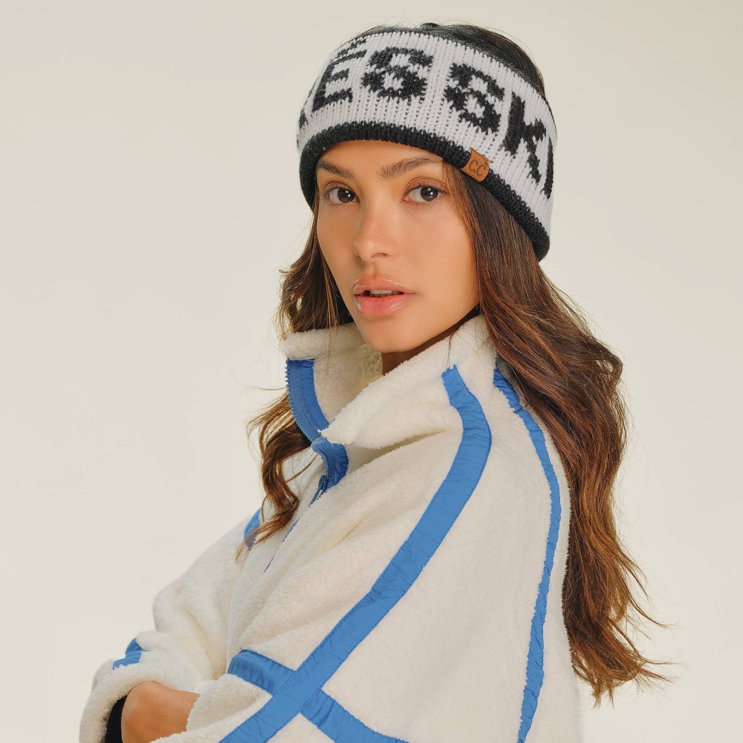 APRES SKI Letter Winter Headband Headwrap | Ivory + Black