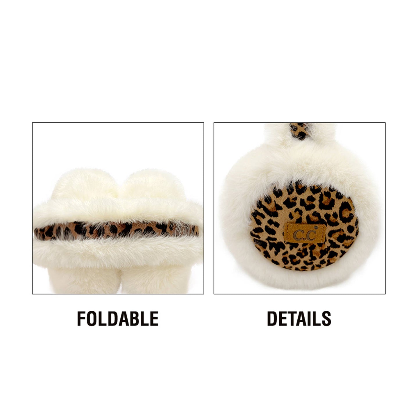 Leopard Pattern Faux Suede & Faux Fur Earmuff
