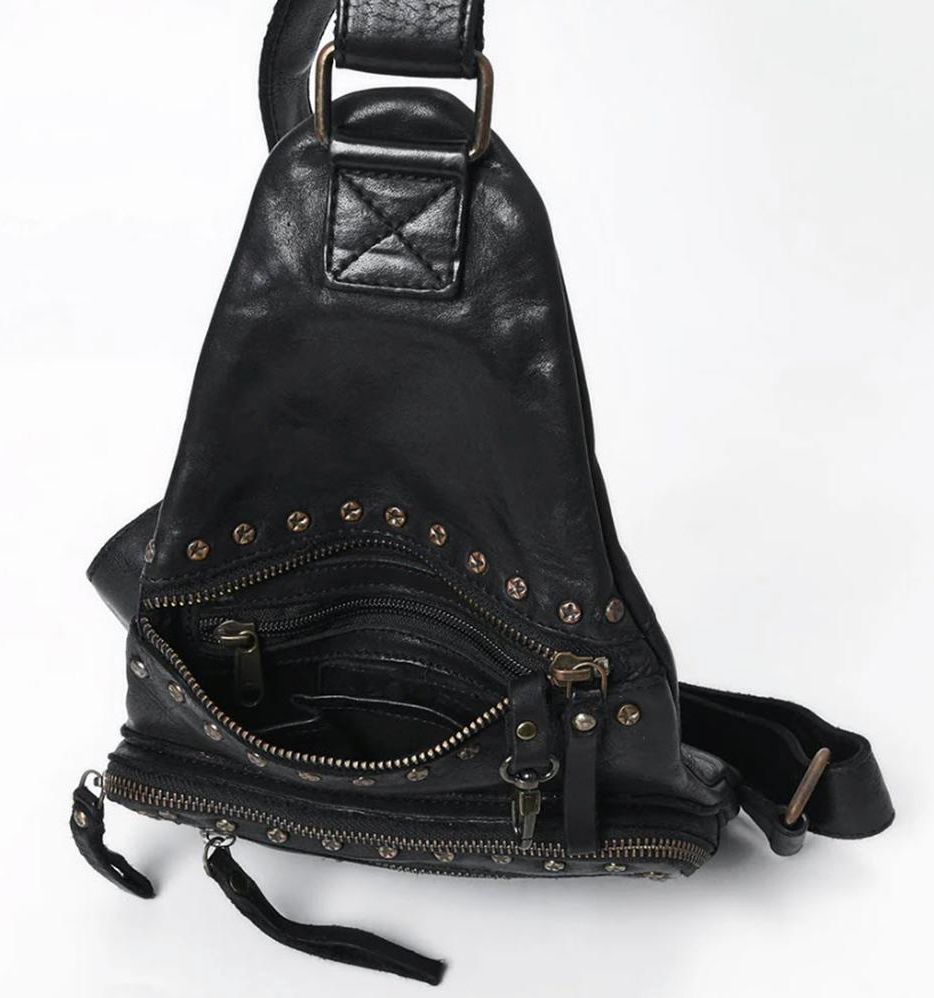 Spaghetti Western | Genuine Leather Sling Bag in Black