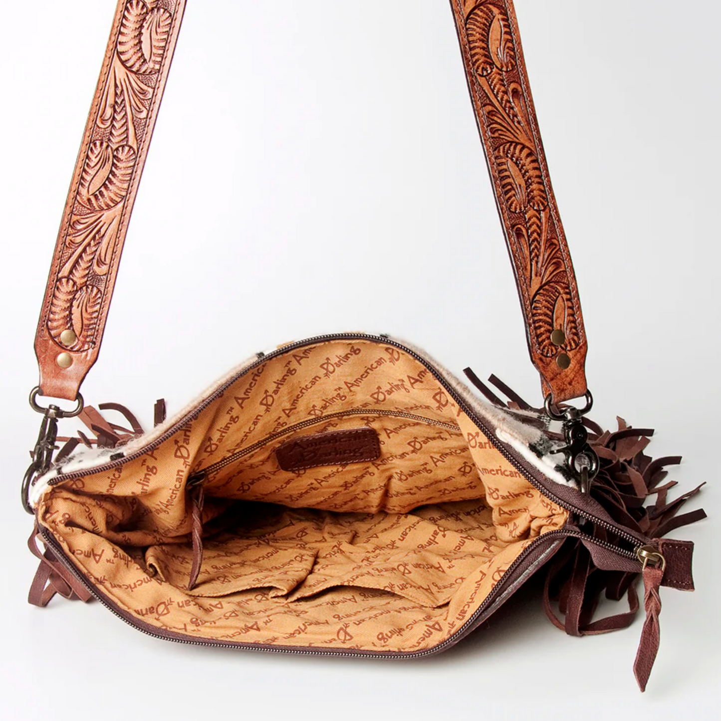 American Darling | Saddle Blanket & Genuine Leather Hand Tooled Signature Crossbody Bag