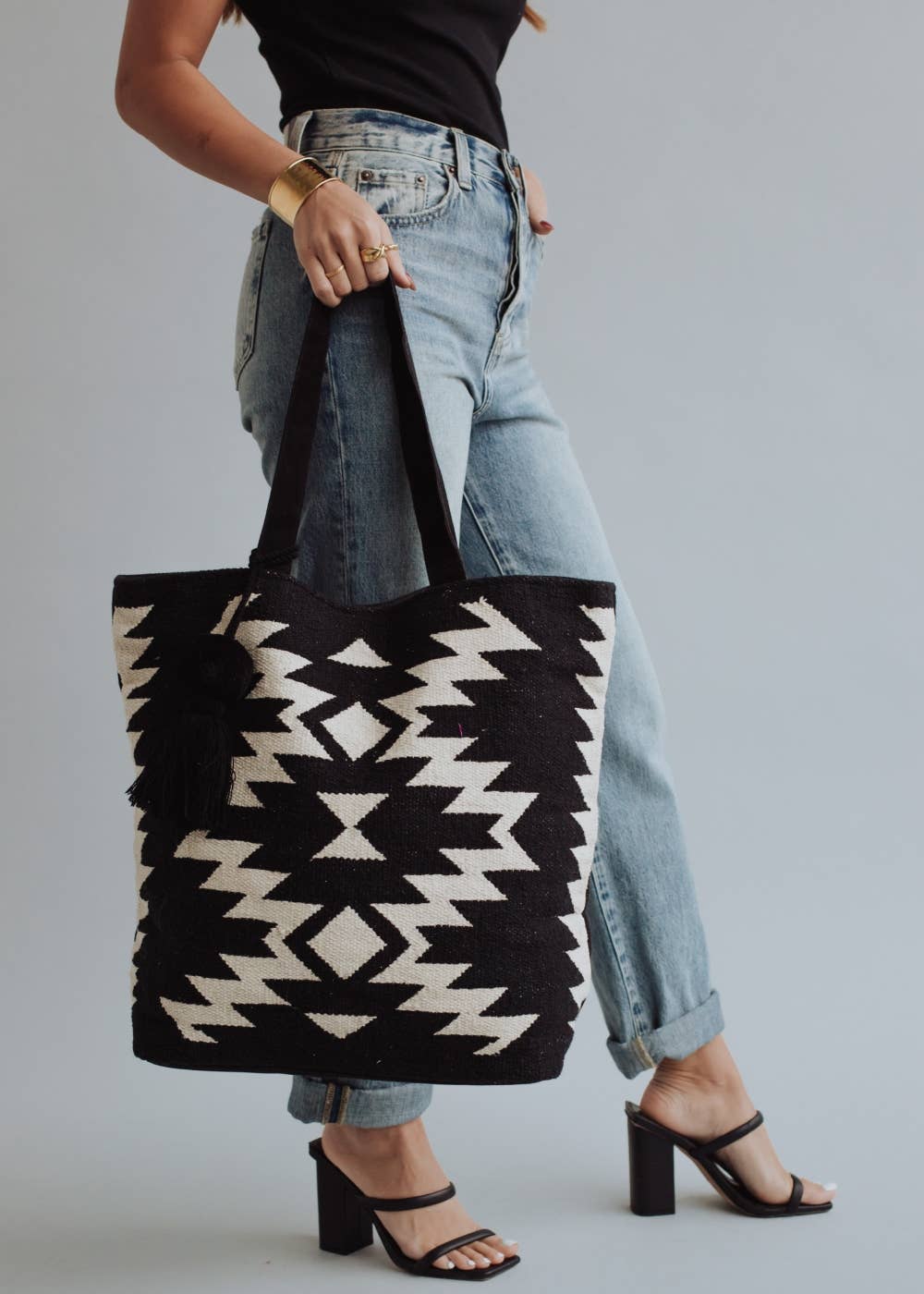 Black & Cream Aztec Tote