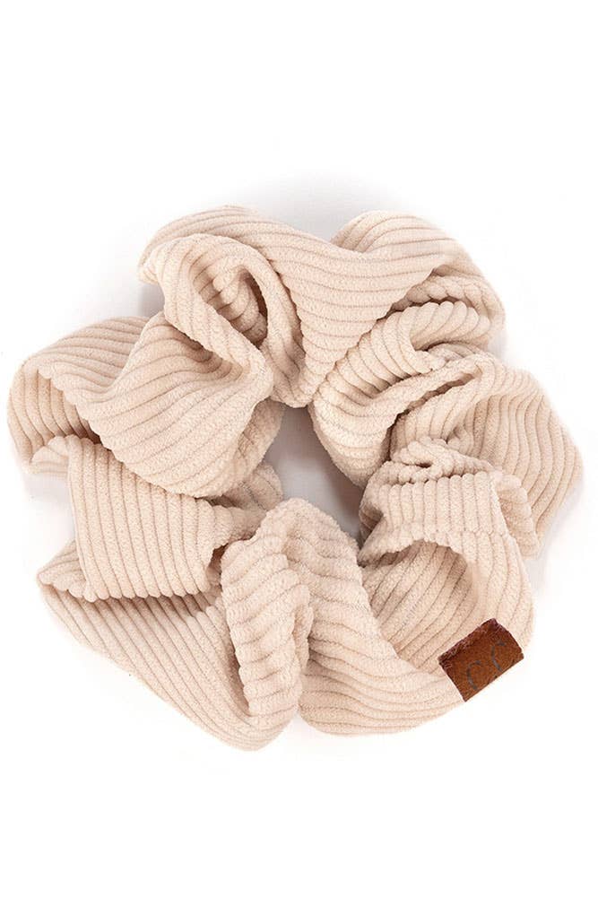 Corduroy Solid Color Soft Scrunchies | Beige