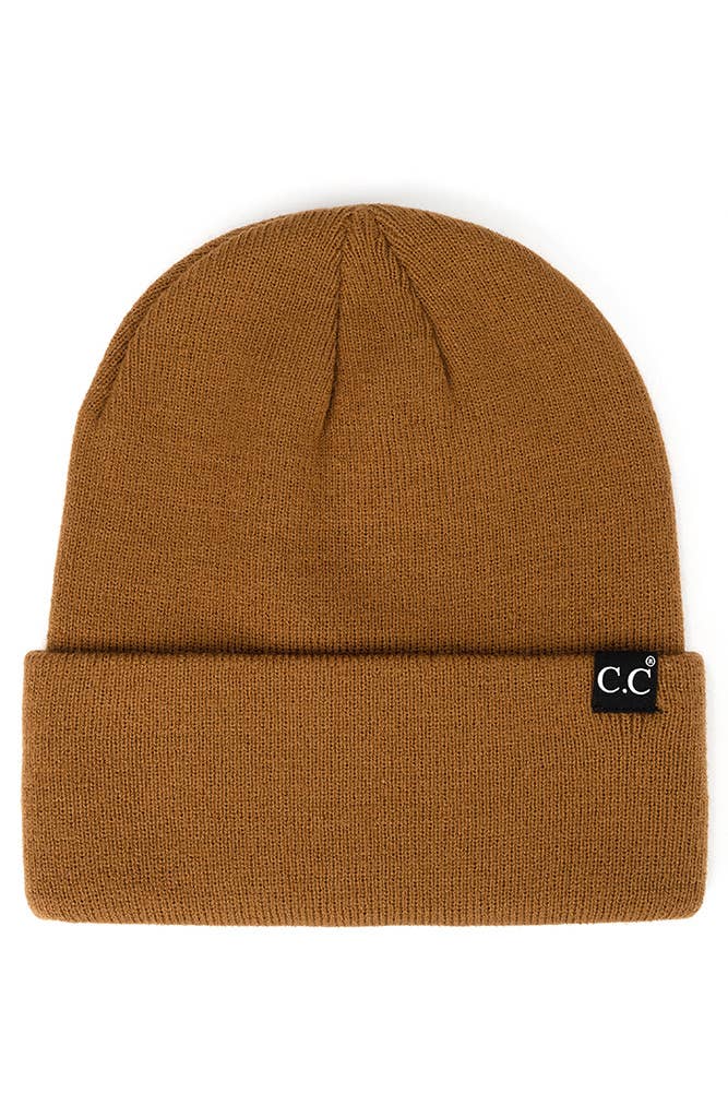 Solid Cuff Beanie Hat: Black