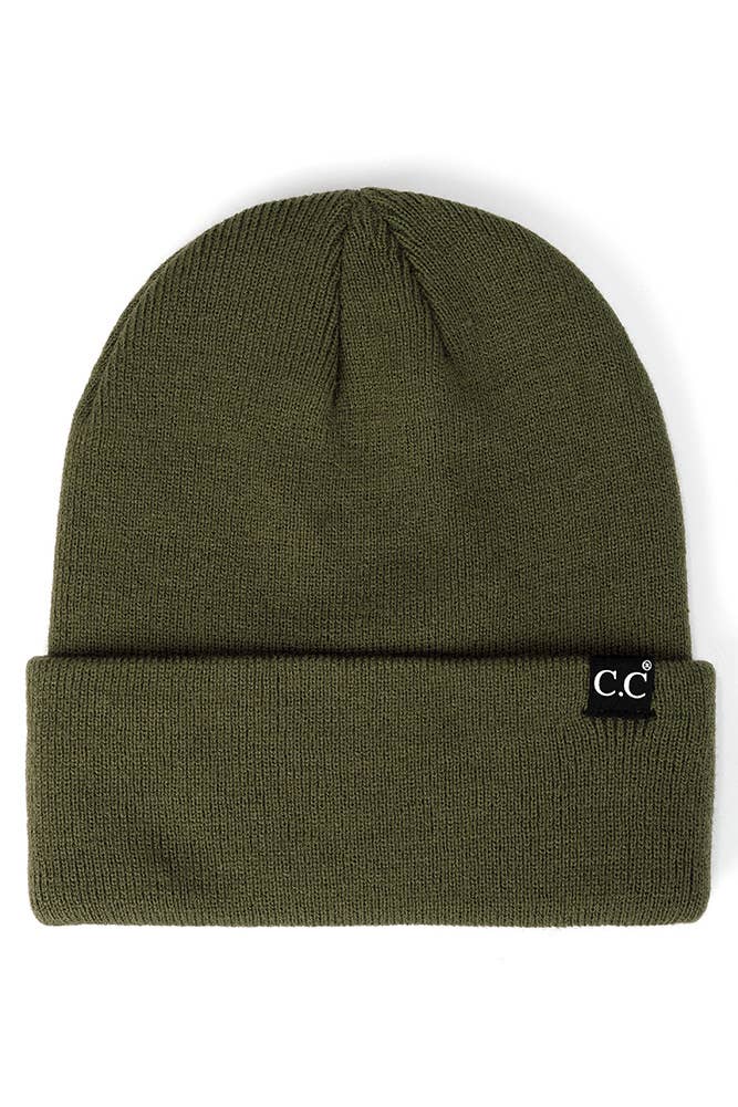 Solid Cuff Beanie Hat: CH Brown