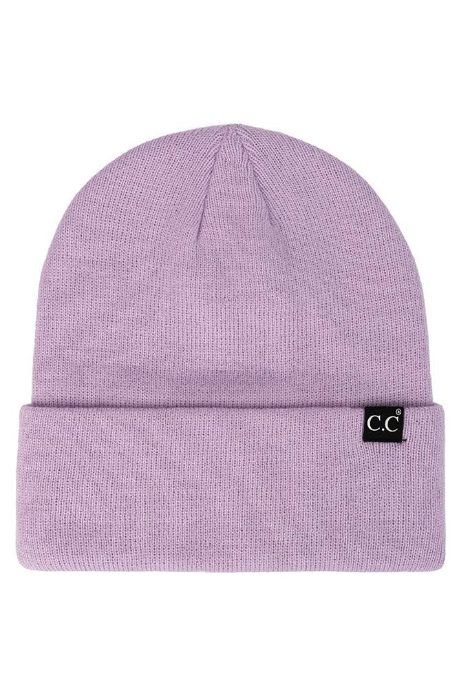 Solid Cuff Beanie Hat: Black