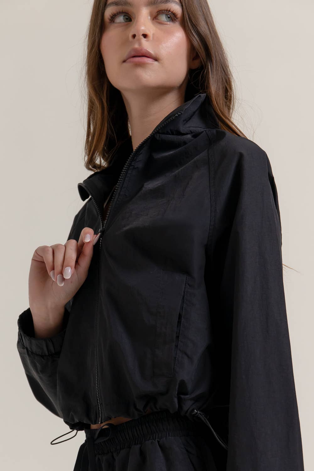Long Sleeve Cropped Anorak Jacket