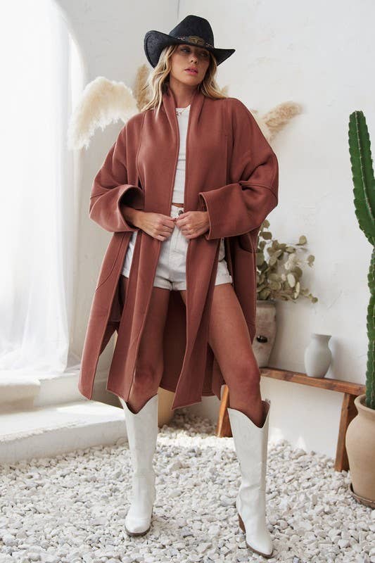 Oversized Cardigan with Scarf Detail | Hazelnut