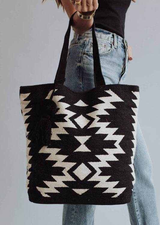 Black & Cream Aztec Tote