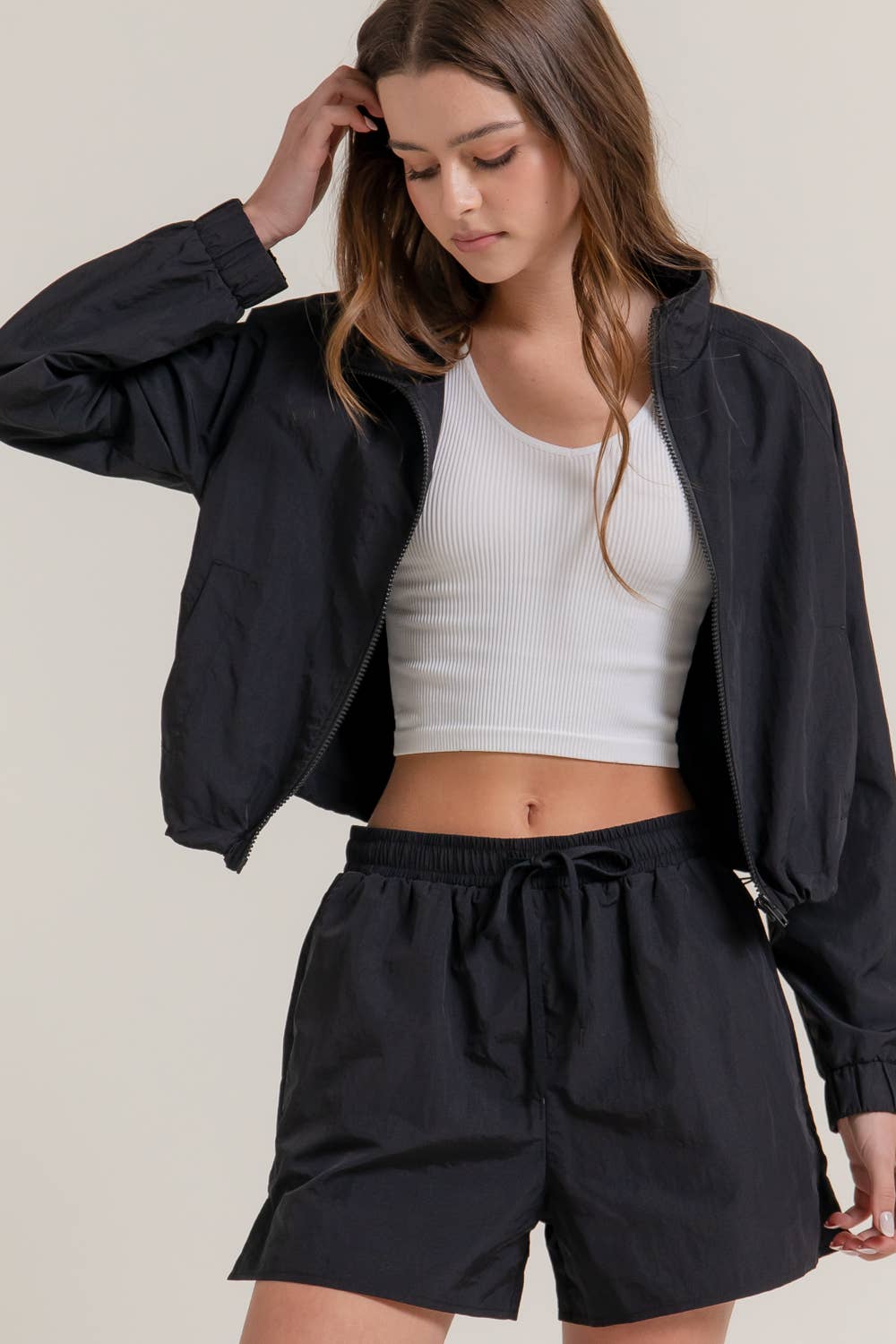 Long Sleeve Cropped Anorak Jacket