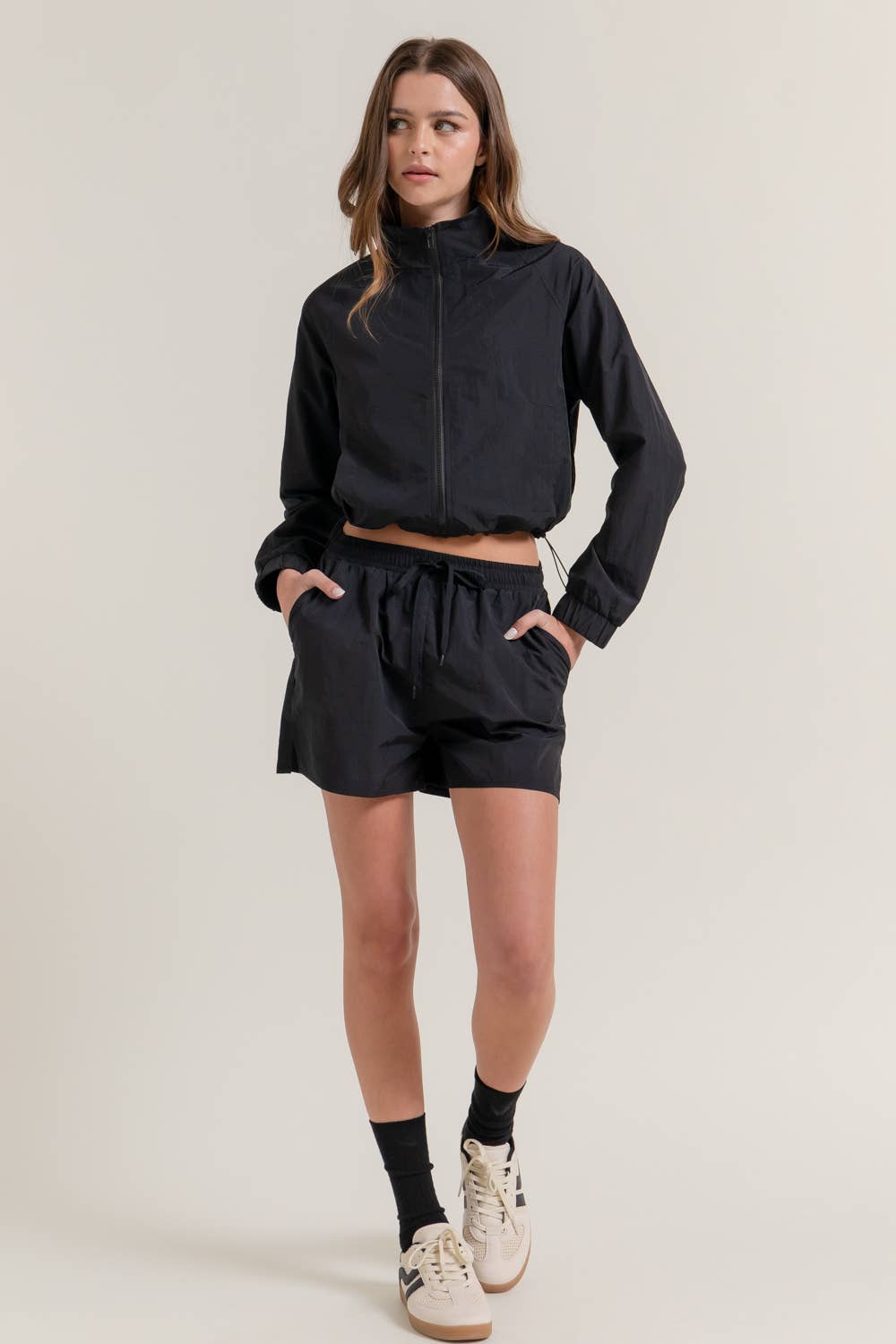 Long Sleeve Cropped Anorak Jacket