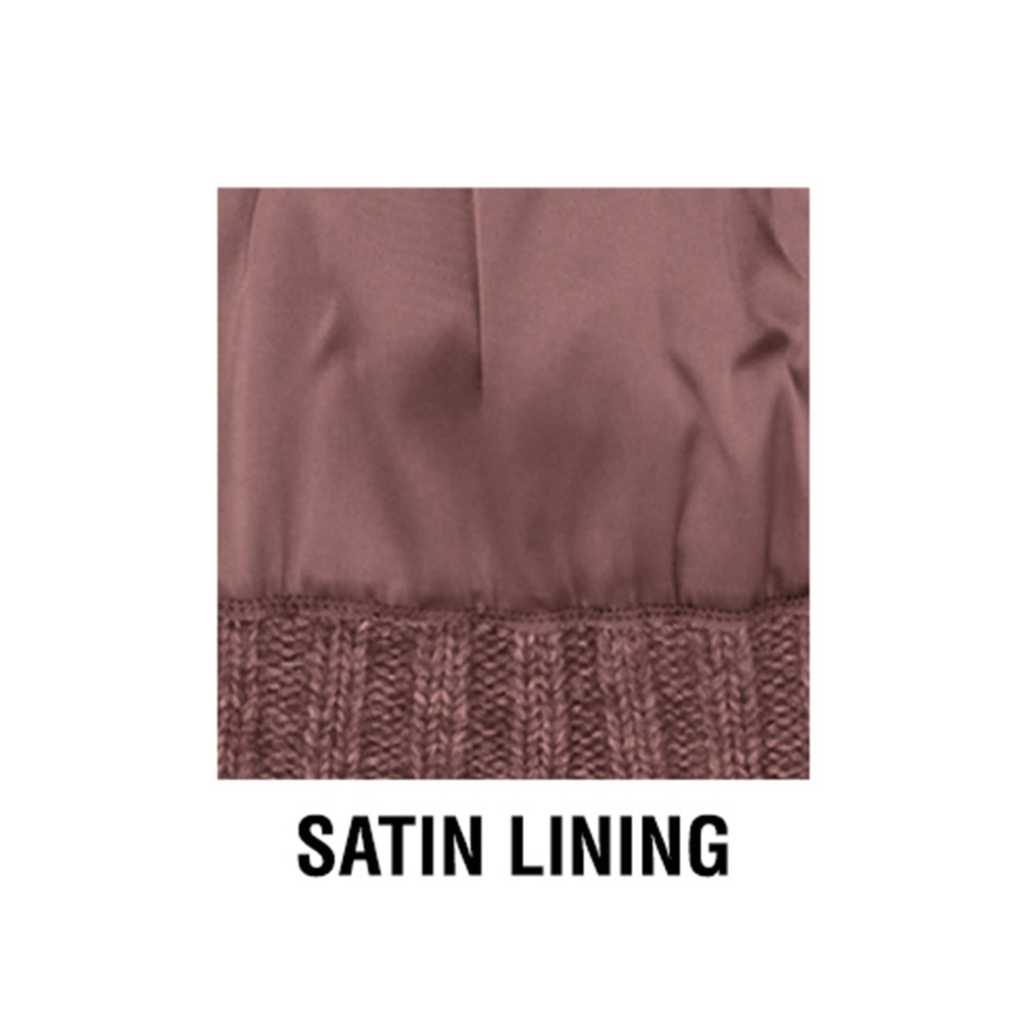 Cross Cell Stitch Knit Satin Lining Beanie Hat | Black