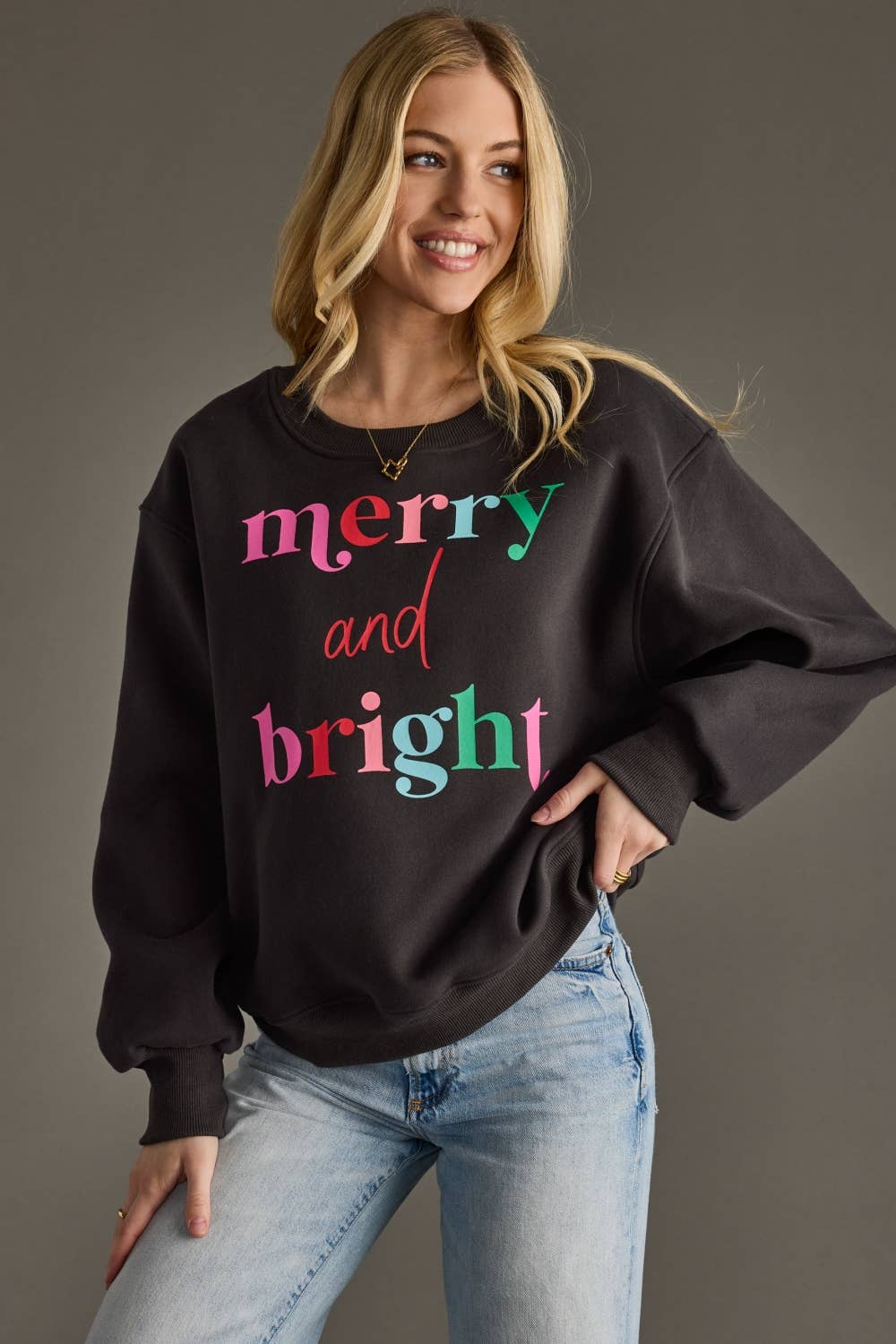 Merry & Bright Sweatshirt | Charcoal
