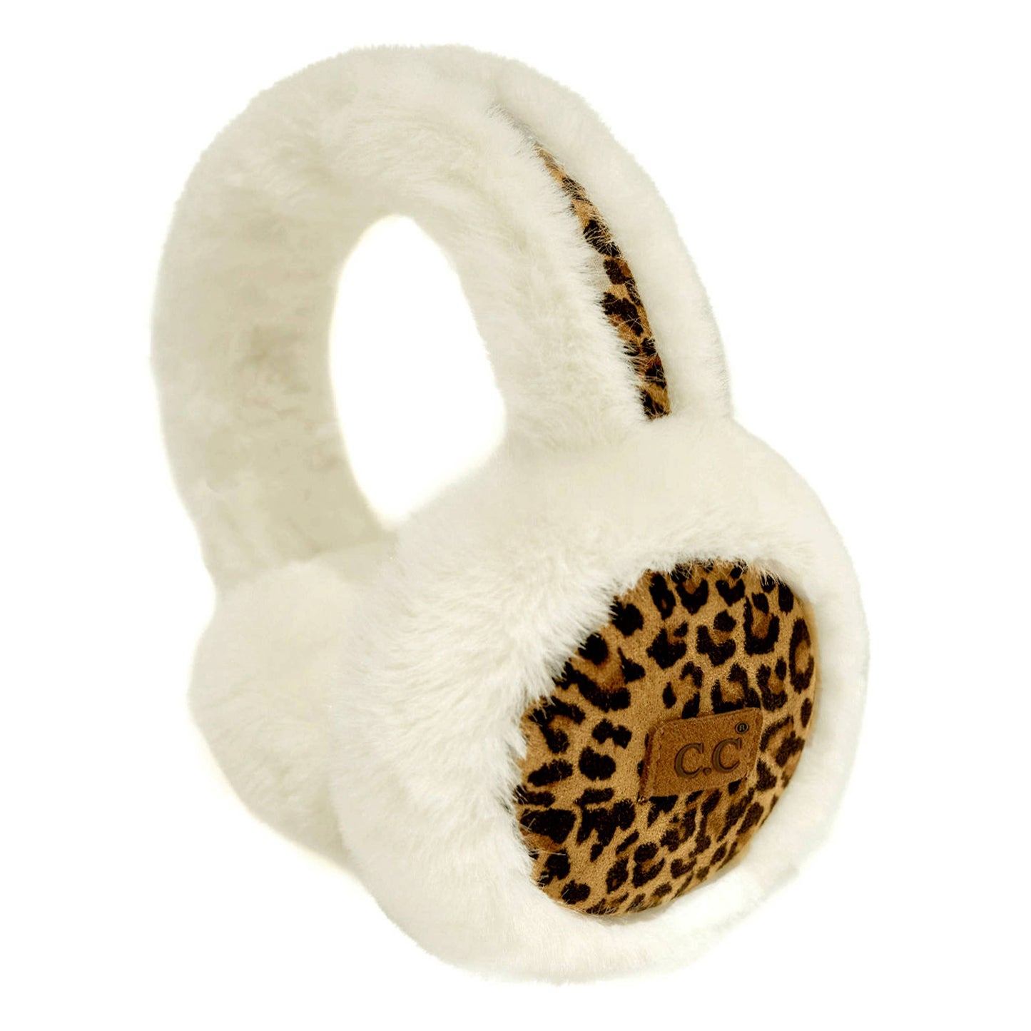 Leopard Pattern Faux Suede & Faux Fur Earmuff