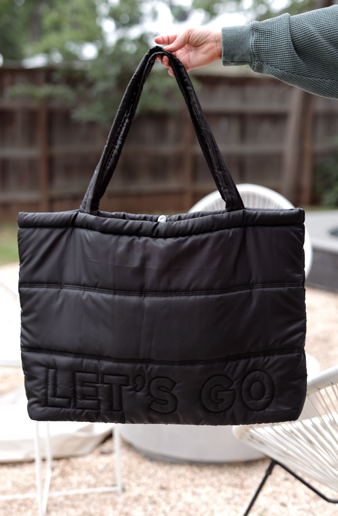 Black Puffer Tote | LET'S GO
