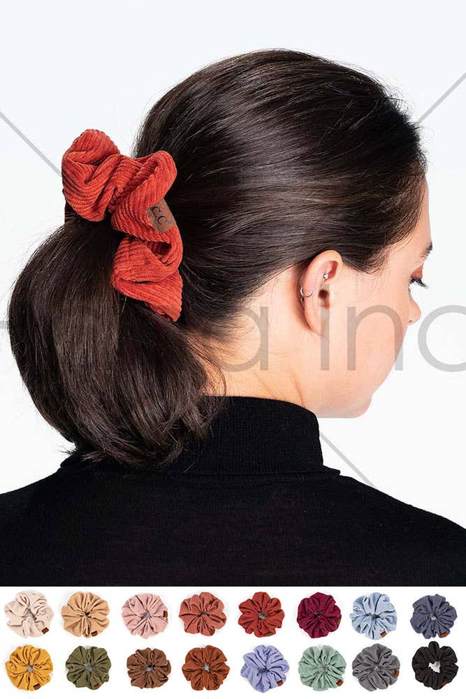 Corduroy Solid Color Soft Scrunchies | Olive