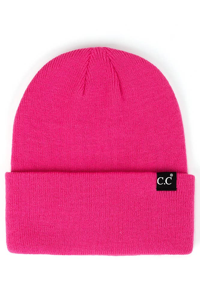 Solid Cuff Beanie Hat: Black