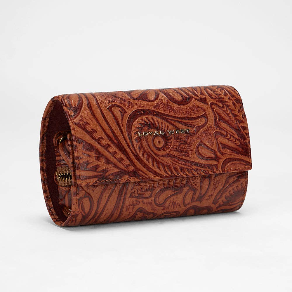 LOYAL WEST Canyon Embossed Leather Jewelry Case | Brown