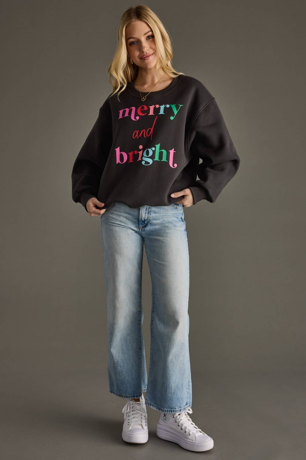 Merry & Bright Sweatshirt | Charcoal