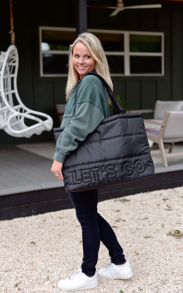 Black Puffer Tote | LET'S GO