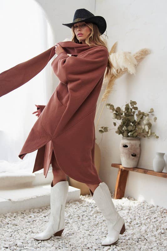 Oversized Cardigan with Scarf Detail | Hazelnut