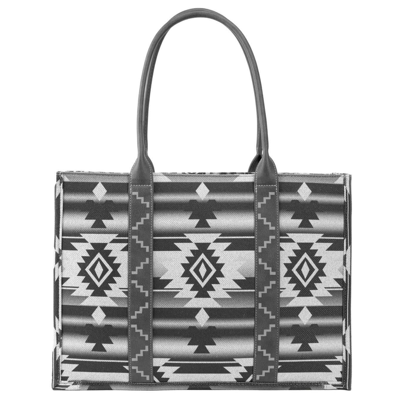 Wrangler Southwestern Dual Sided Canvas Wide Tote - Black/Grey