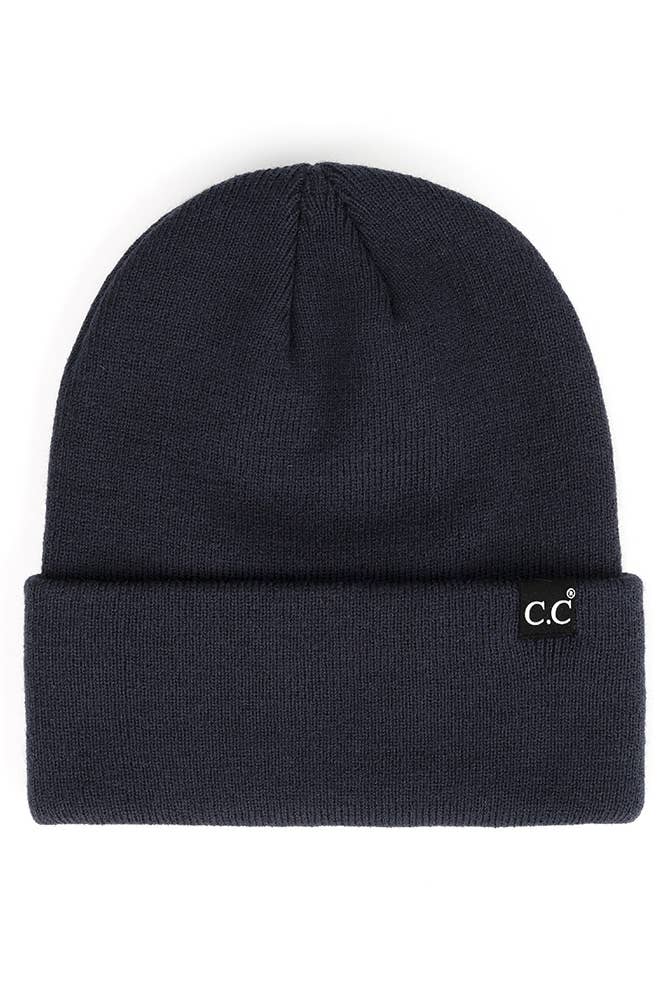 Solid Cuff Beanie Hat: CH Brown