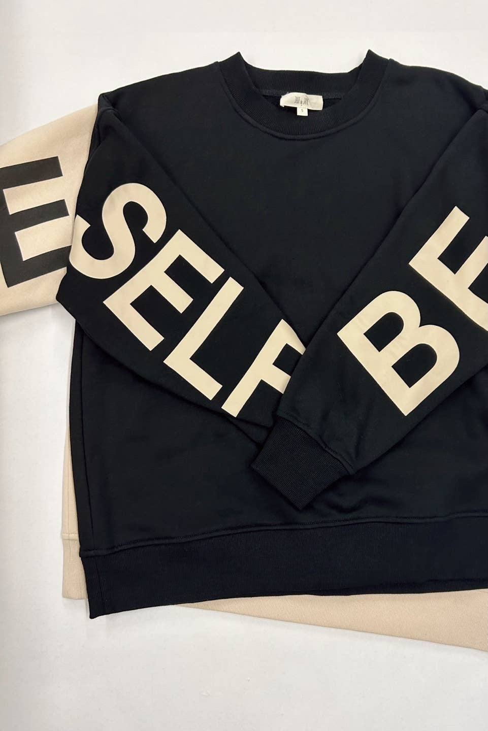 Be Yourself Love Yourself Printed Oversized Sweatshirt | Black
