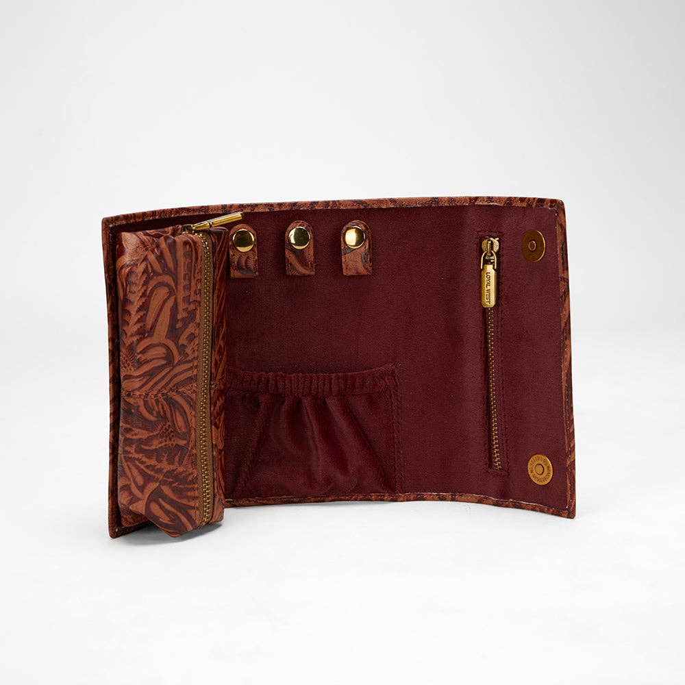 LOYAL WEST Canyon Embossed Leather Jewelry Case | Brown