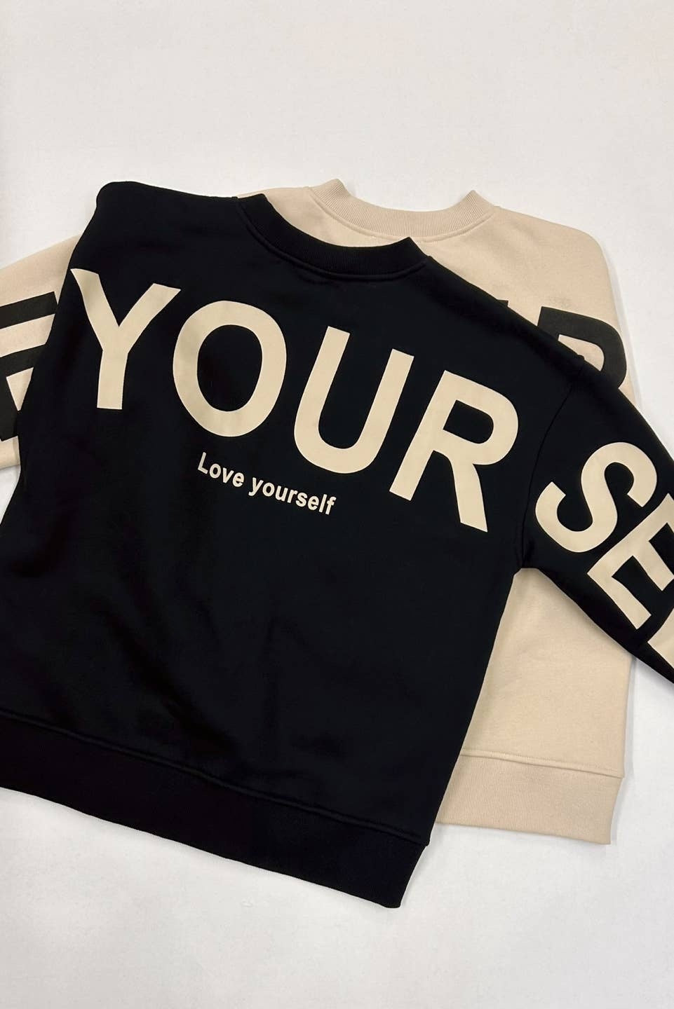 Be Yourself Love Yourself Printed Oversized Sweatshirt | Black