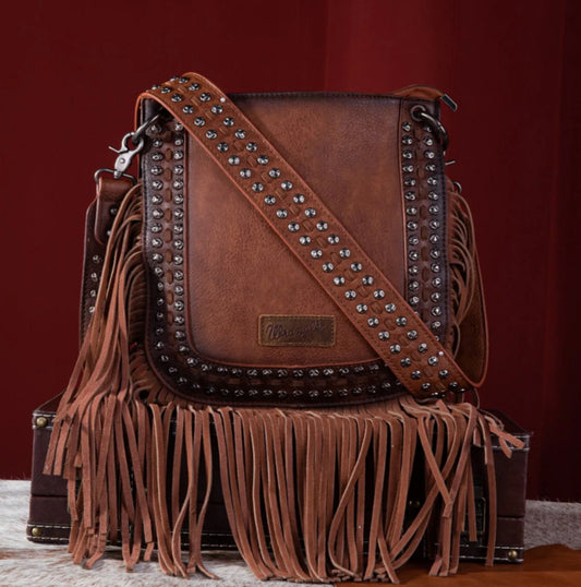 Wrangler Rivets Fringe Concealed Carry Crossbody Bag