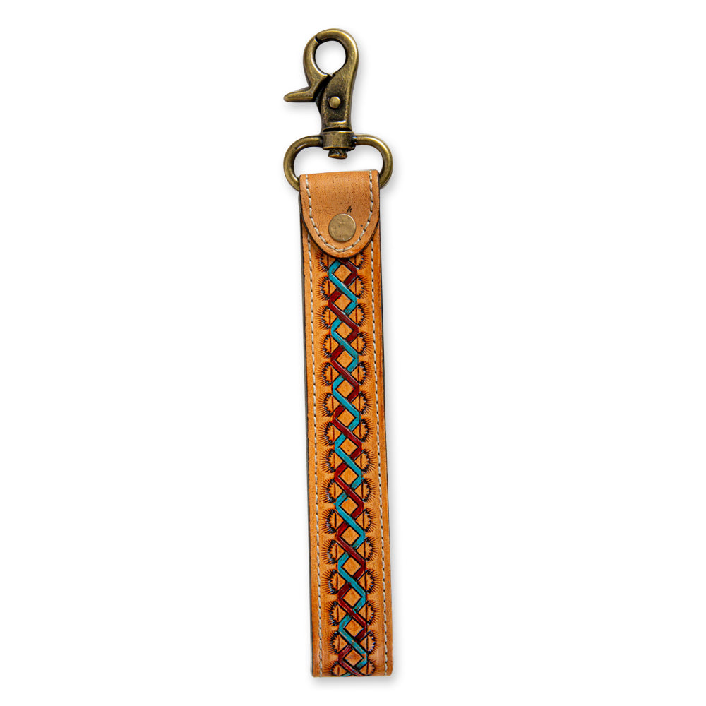 Myra | Southwest Braid Hand- Tooled Strap Key Fob