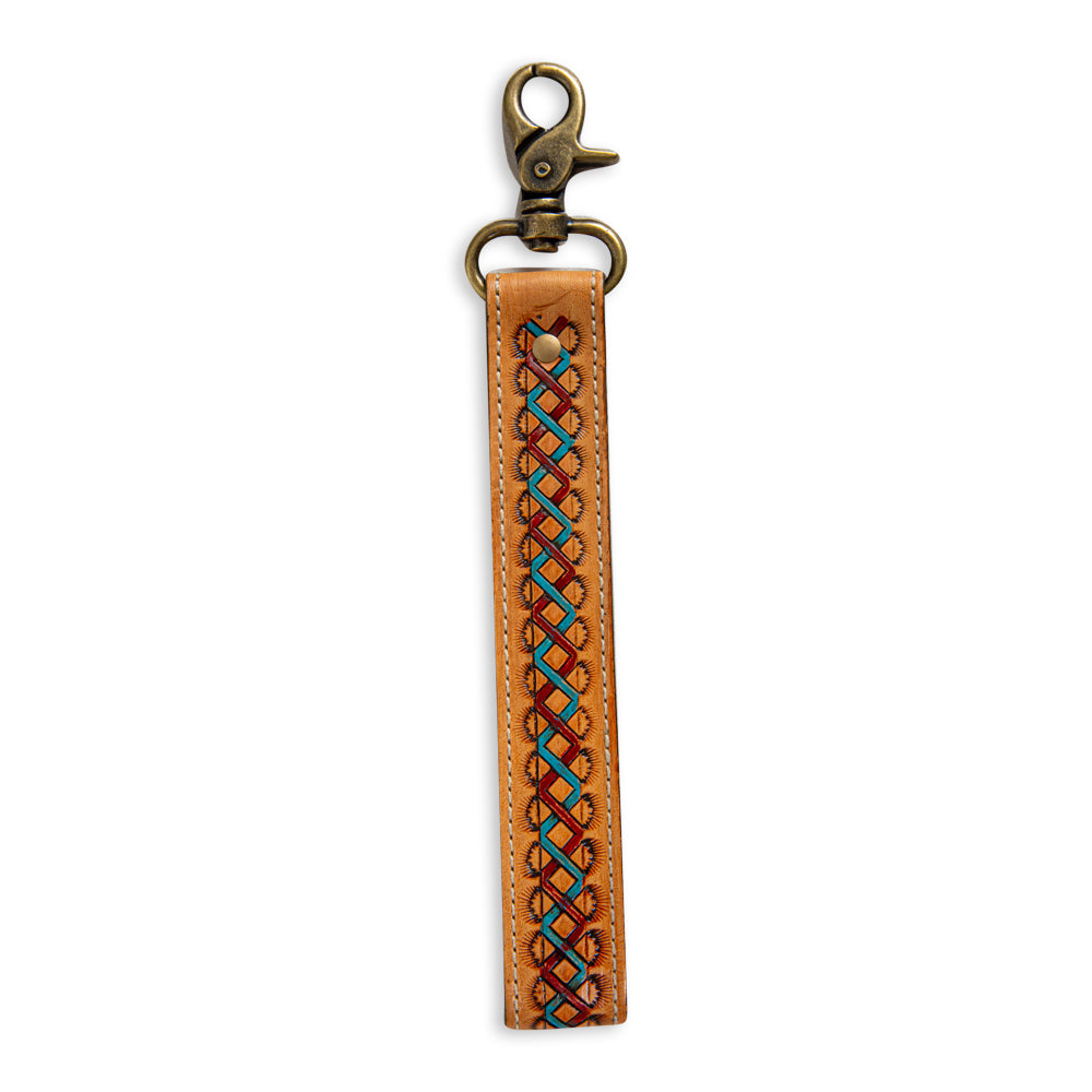 Myra | Southwest Braid Hand- Tooled Strap Key Fob