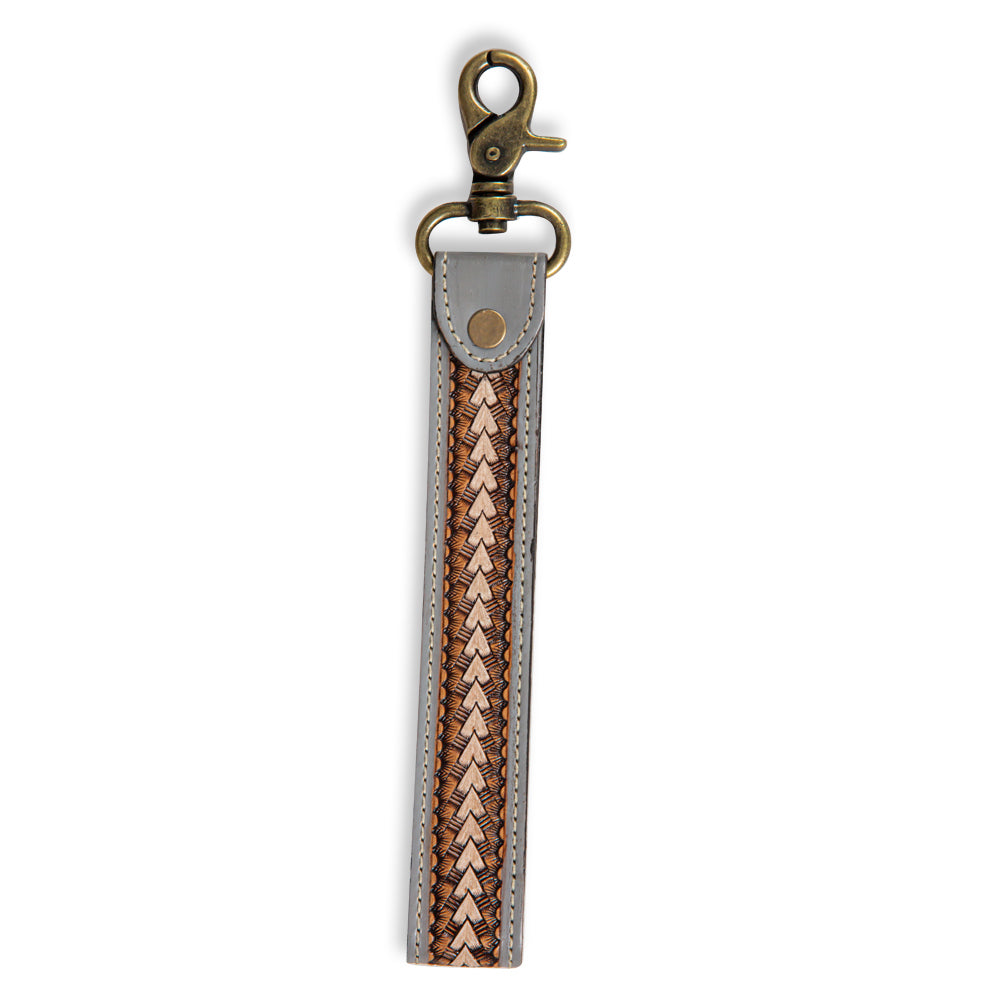 Myra | Diamond Shine Hand-Tooled Strap Key Fob