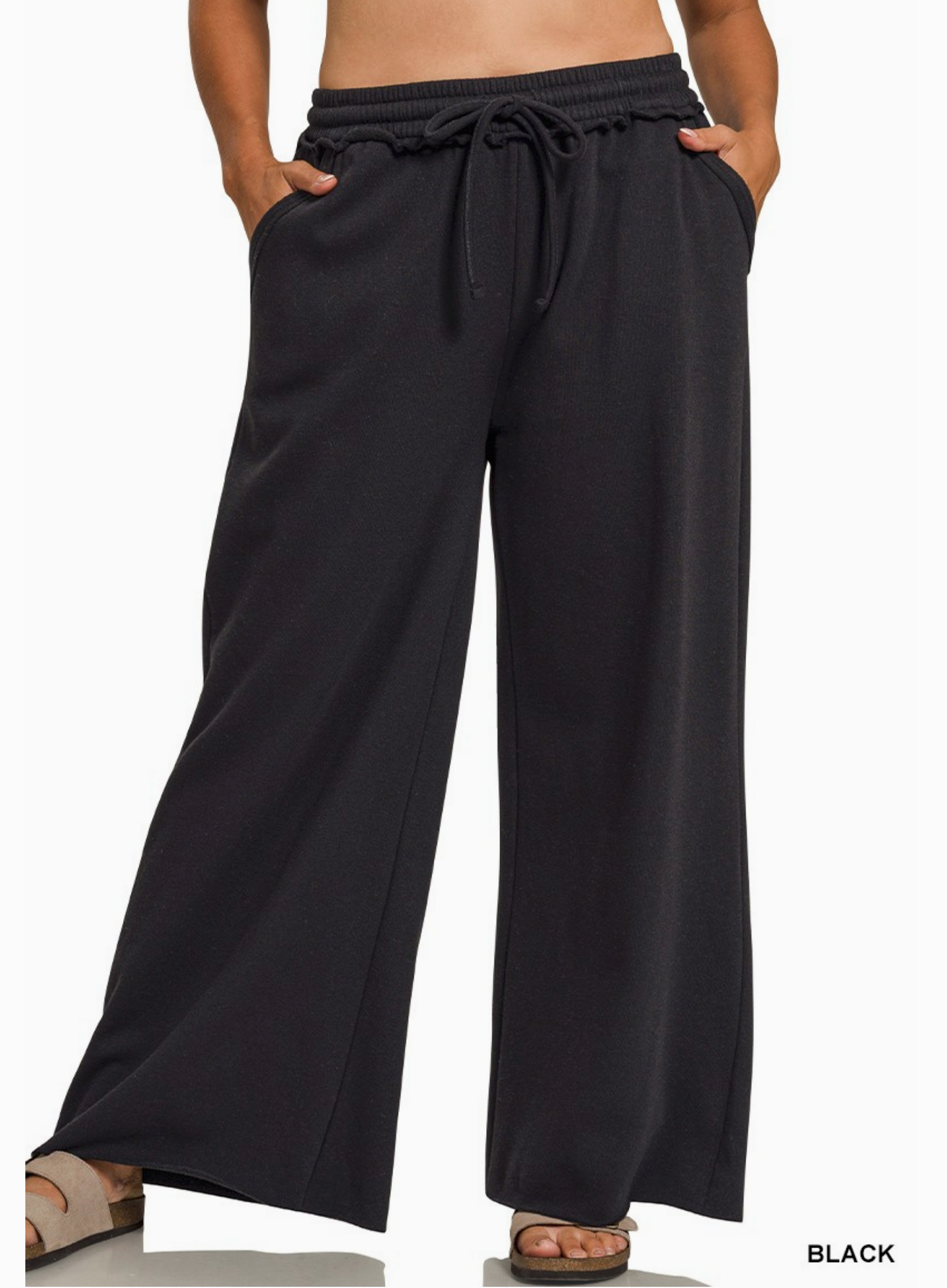 Exposed Seam Wide Leg Sweatpants