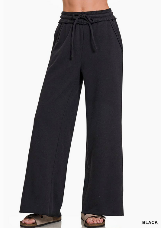 Exposed Seam Wide Leg Sweatpants