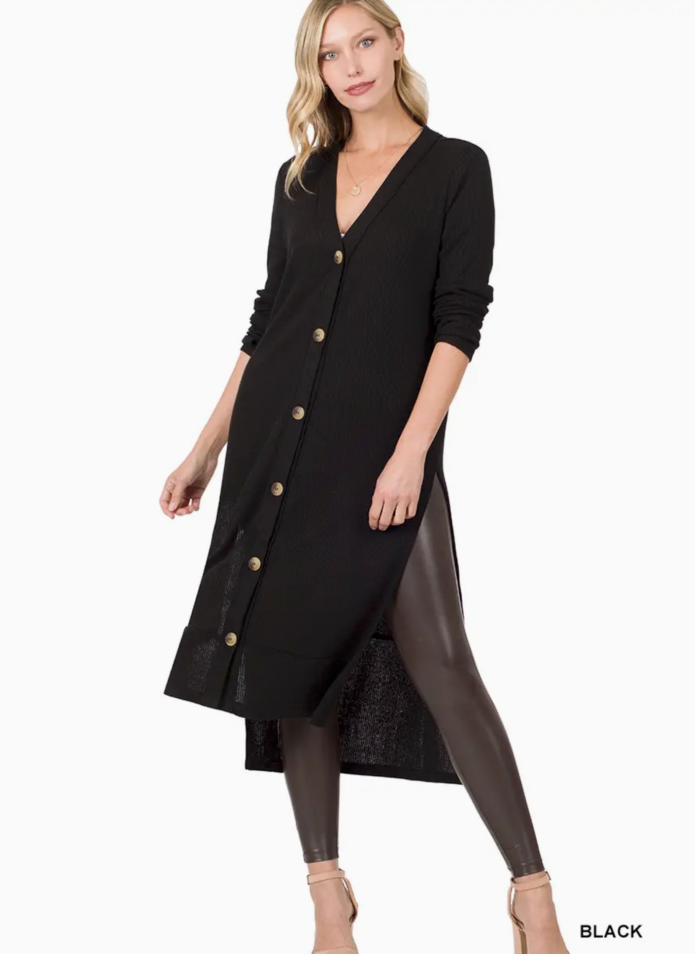 Ribbed Long Cardigan