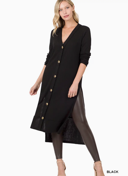 Ribbed Long Cardigan