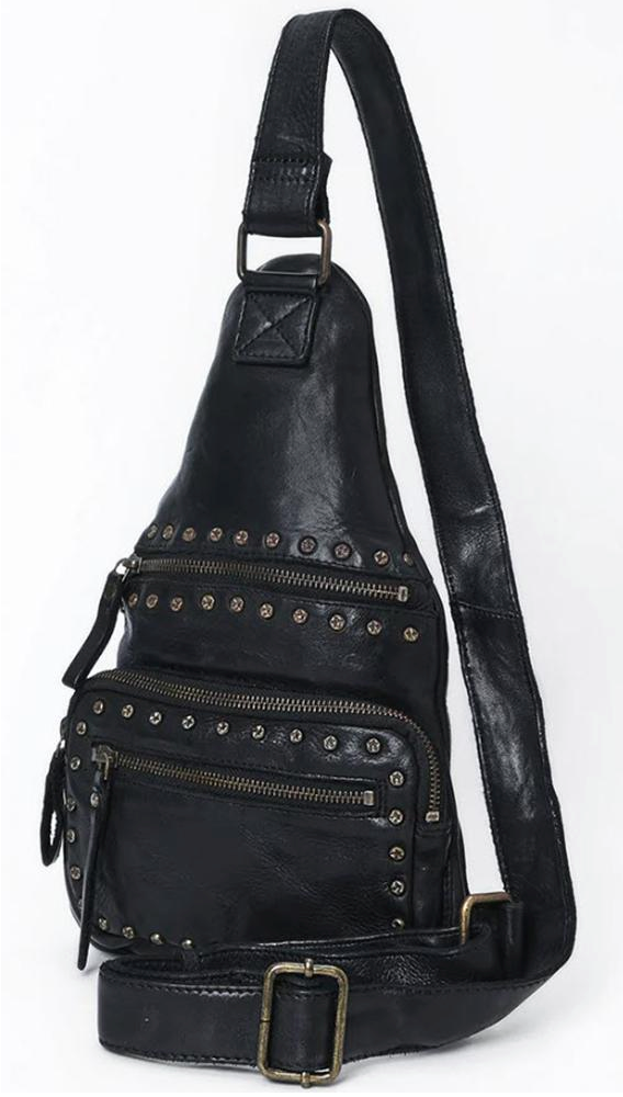 Spaghetti Western | Genuine Leather Sling Bag in Black