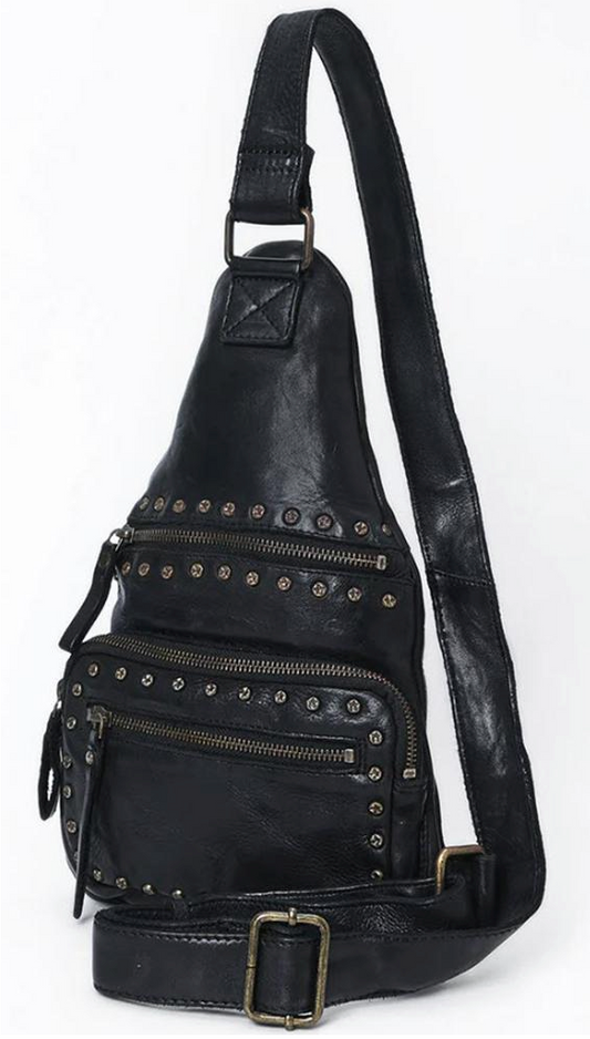 Spaghetti Western | Genuine Leather Sling Bag in Black
