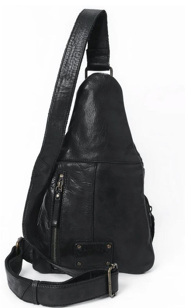 Spaghetti Western | Genuine Leather Sling Bag in Black