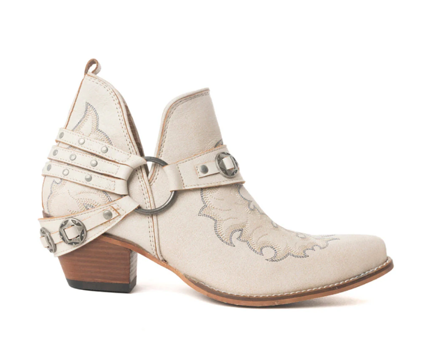 MYRA | Western Ember Leather Embroidered Booties Sz 8
