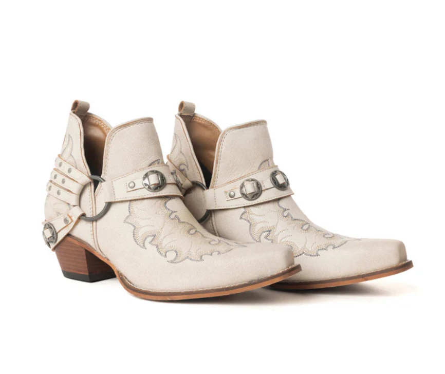 MYRA | Western Ember Leather Embroidered Booties Sz 8