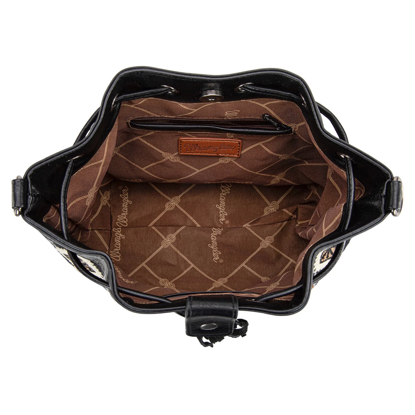 Wrangler Southwestern Drawstring Crossbody Bag | Black