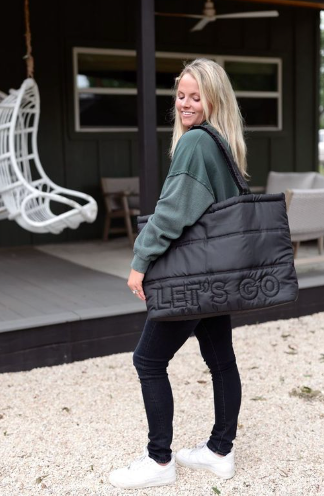 Black Puffer Tote | LET'S GO