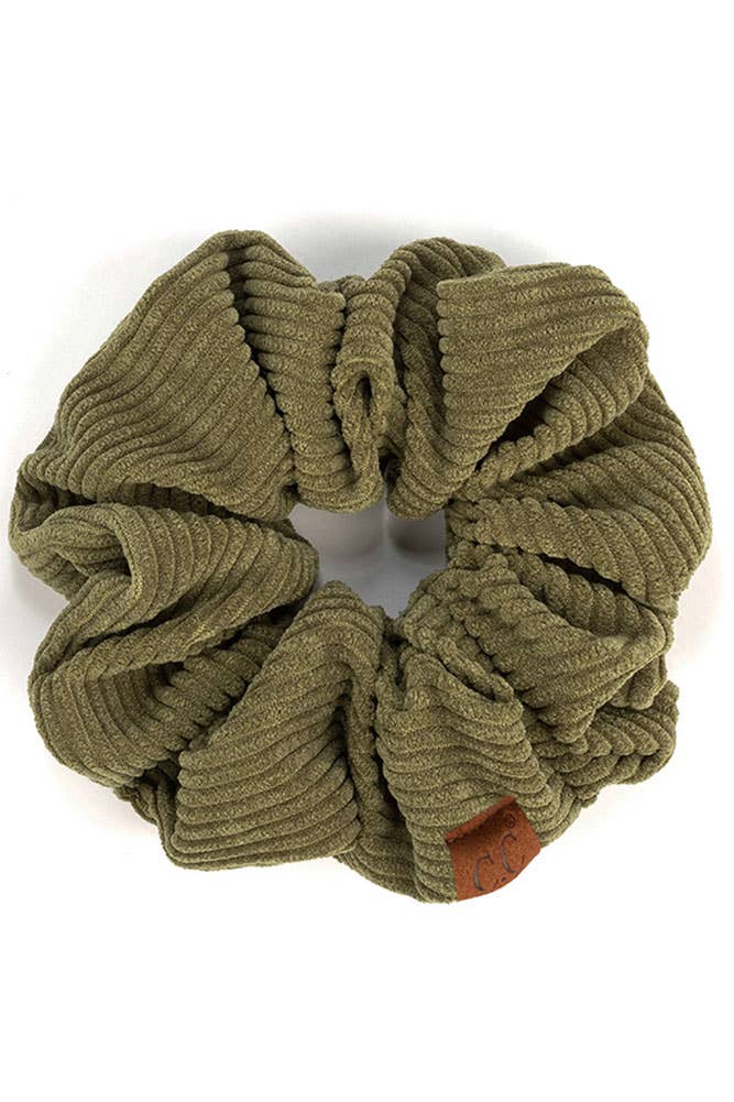 Corduroy Solid Color Soft Scrunchies | Olive