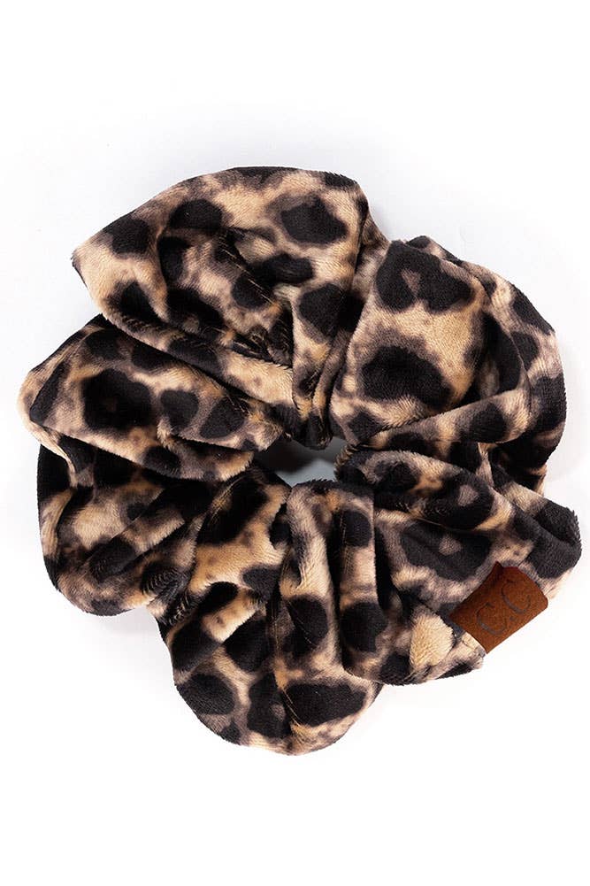 Leopard Velvet Scrunchies | Latte