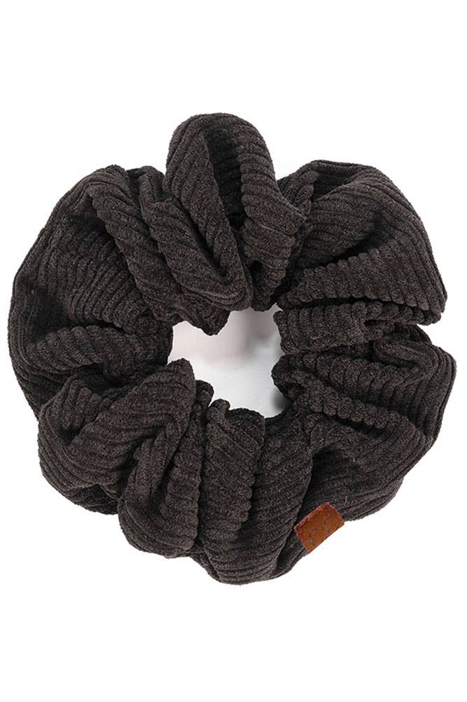 Corduroy Solid Color Soft Scrunchies | Black