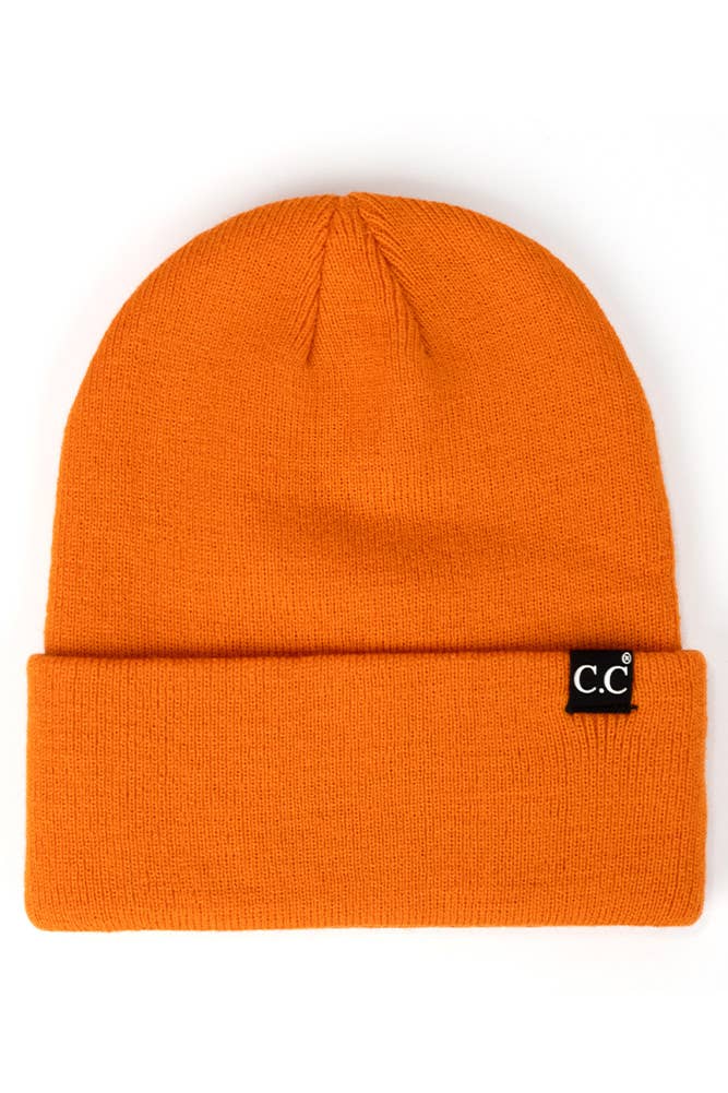Solid Cuff Beanie Hat: CH Brown