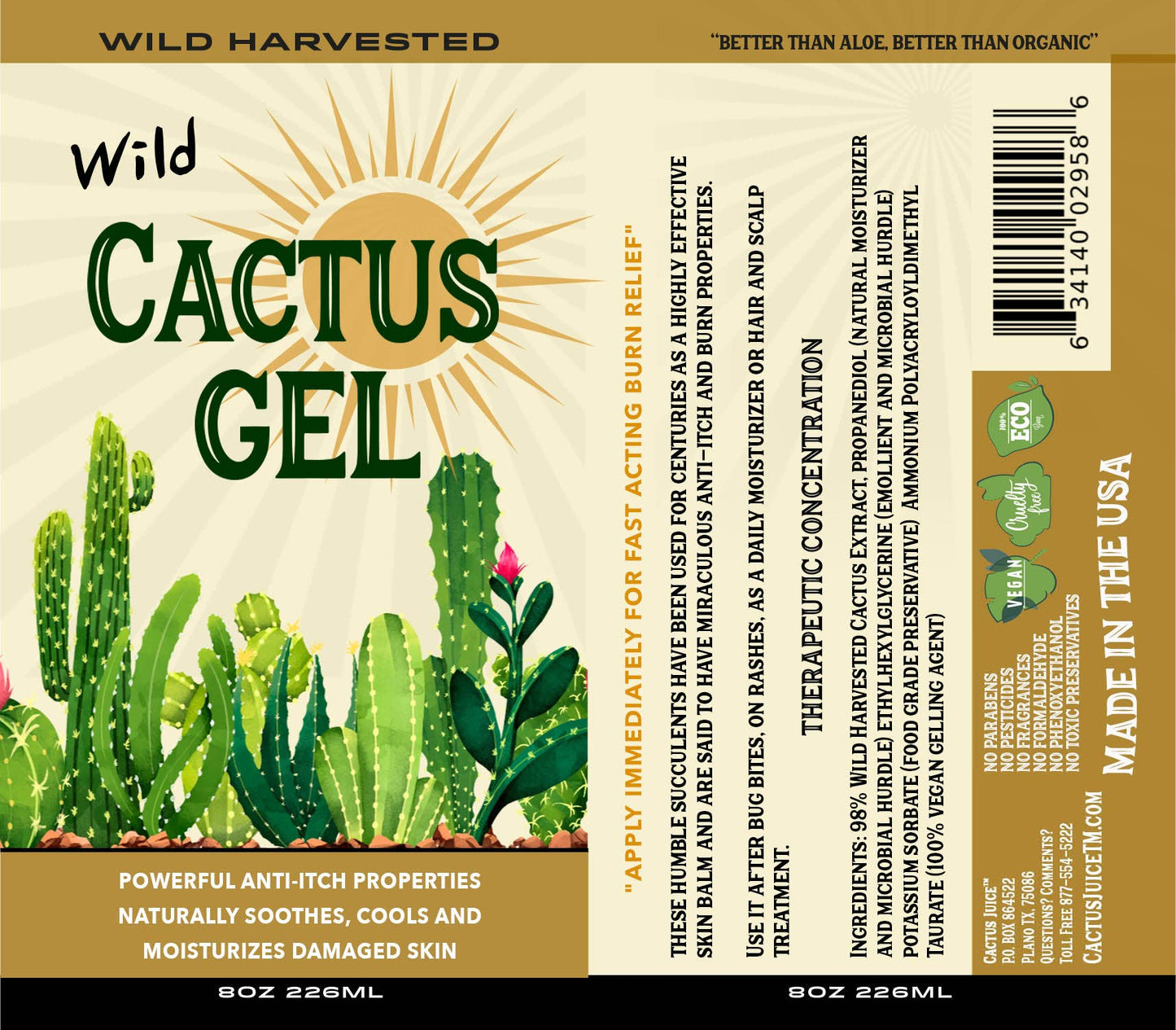 Wild Harvested Cactus Gel