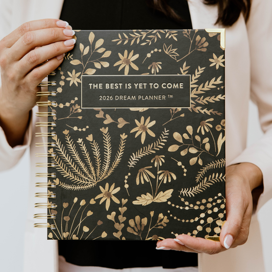 2026 Large Golden Floral Dream Planner (Timestamp Layout)